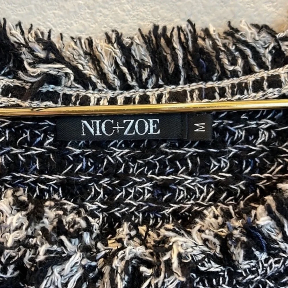 NIC+ZOE Charcoal Fringe Mix Sweater Size Medium